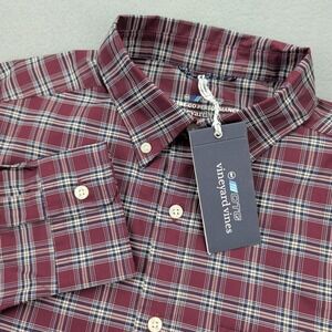 Vineyard Vines Shirt Mens Small Crimson Plaid On-The-Go OTG Classic Fit Brrr